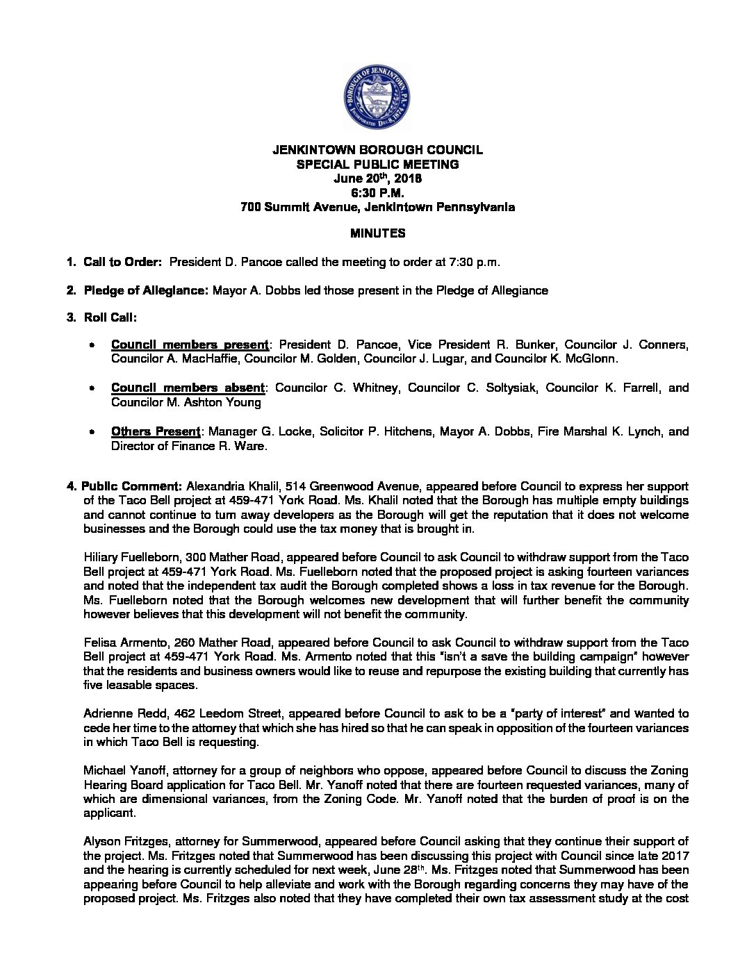 Local Government Meeting Minutes